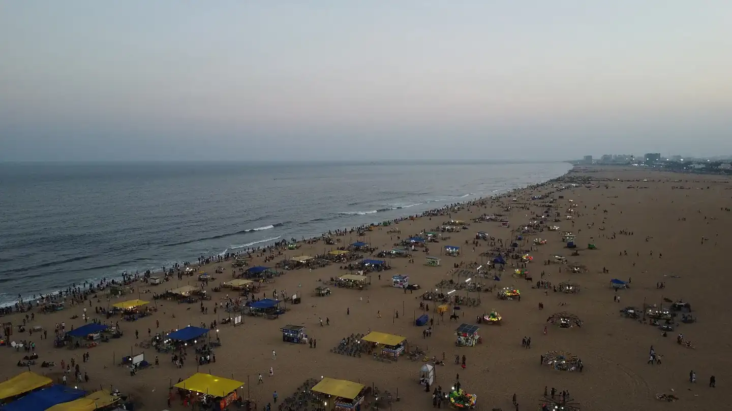 Marina beach, Chennai aerial view