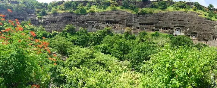 Ajanta Caves panorama view