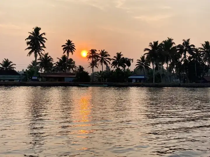 Sun rise view Alleppey backwaters , Kerala