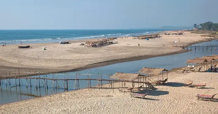 Mandrem Beach and Mandrem River, Mandrem, Goa, India